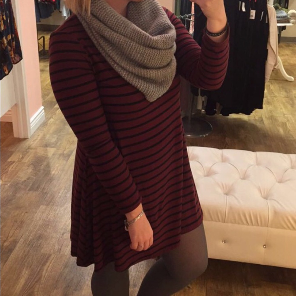 Burgundy & Blk Stripe Dress